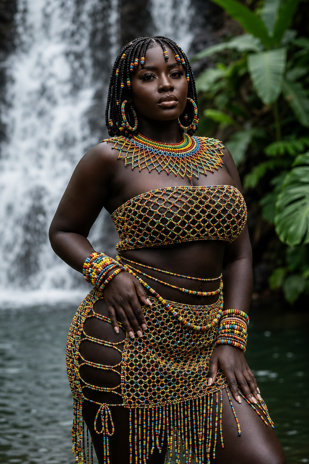 ✨ Beaded Queen of the Falls 🔥
Melanin glowing, culture flowing, and confidence on waterfall level...