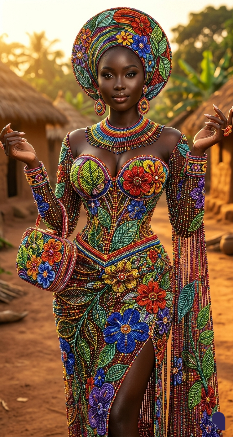 Village queen serving curves, confidence, and pure temptation 😏 This beaded dress knows exactly wha...