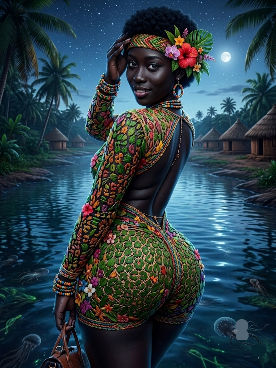 Moonlight on my skin, river kissing these curves... but baby, the real glow is the way you're starin...