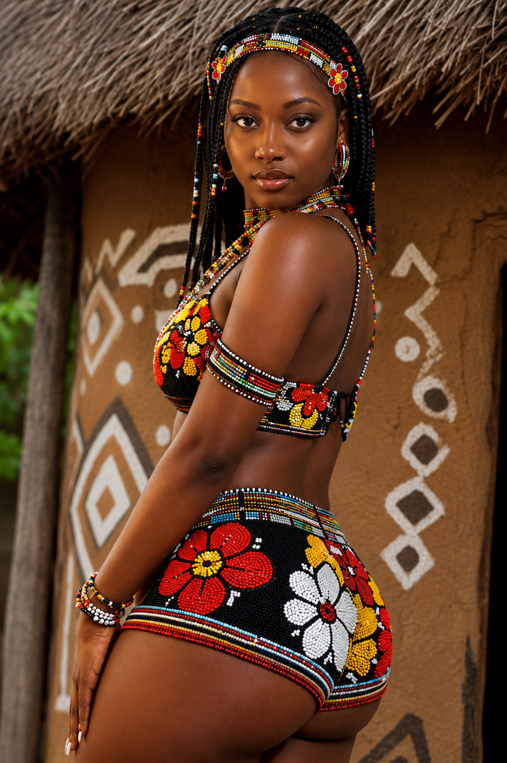 Beads on my skin, fire in my eyes… think you can handle all this traditional heat, babe? 😏#Bourgeon...