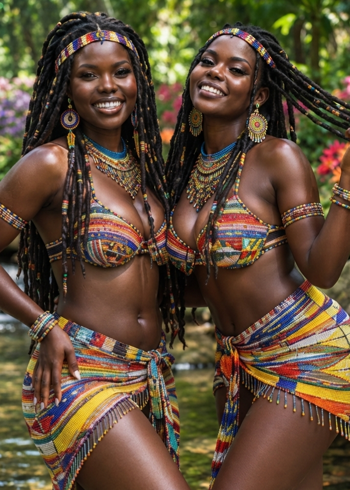 Two sun-kissed queens in color so bright,
Twirling my heart left and right all night.
Braids swingin...