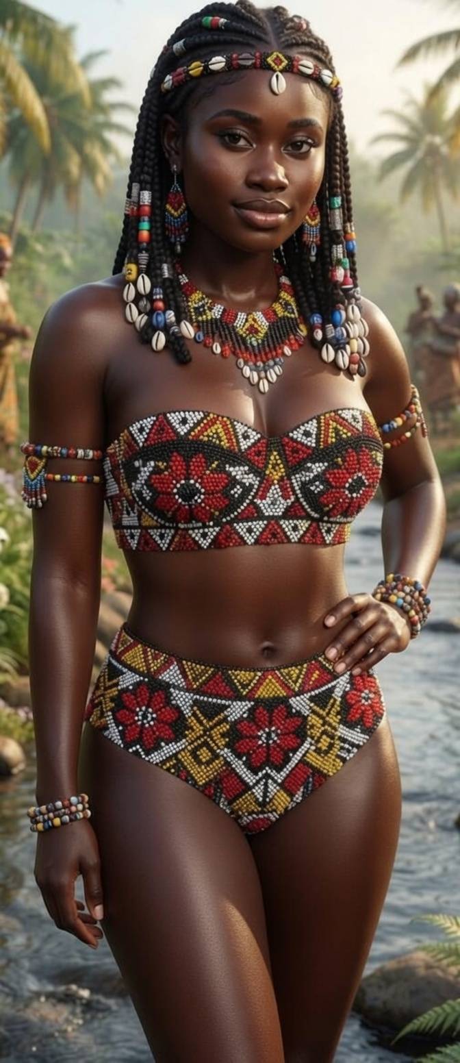 Subtle smile by the river's edge,
got my heart doing a tribal pledge.
Beads dancing where the water...