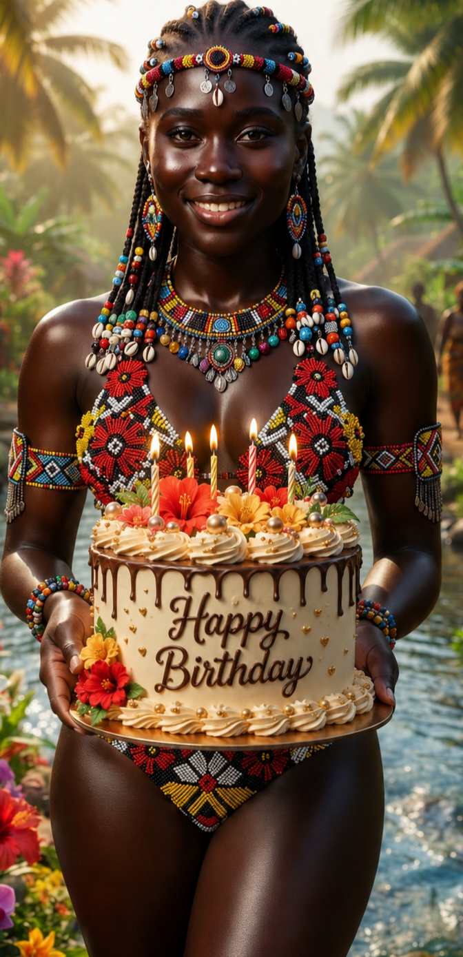 Beads, beauty, and birthday glow—got me wishing I was the icing you'd lick real slow. Happy Birthday...