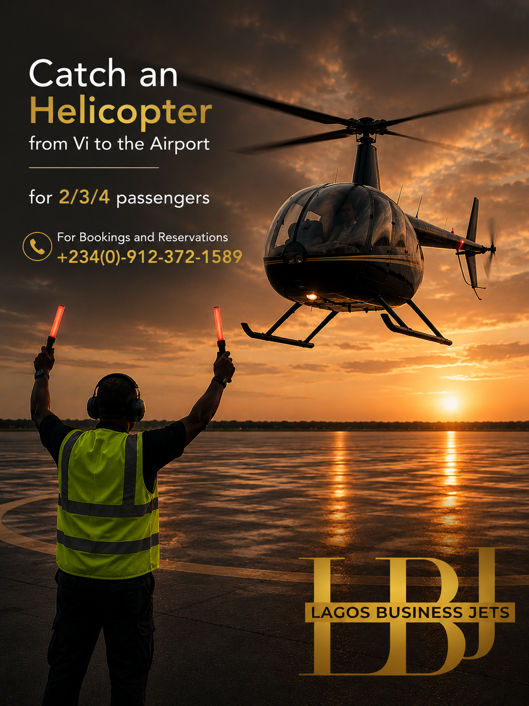 catch an Helicopter from Vi down to Airport
