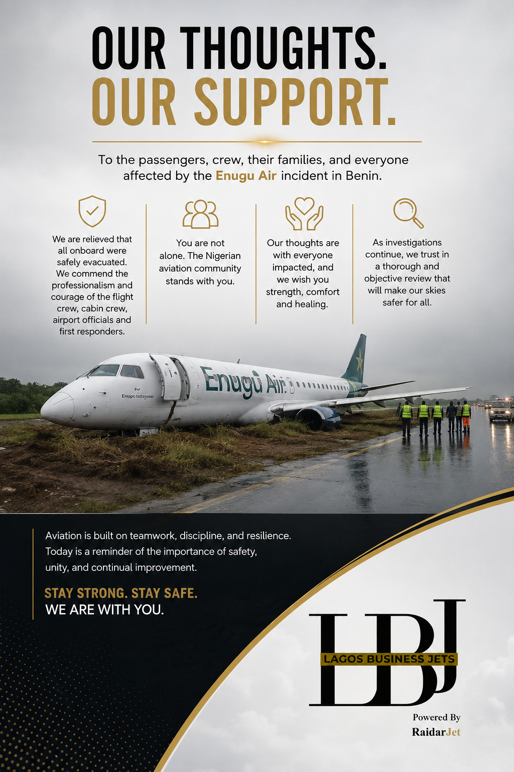 To the passenger, crew, their families and everyone affected by the #EnuguAir incident in Benin; STA...