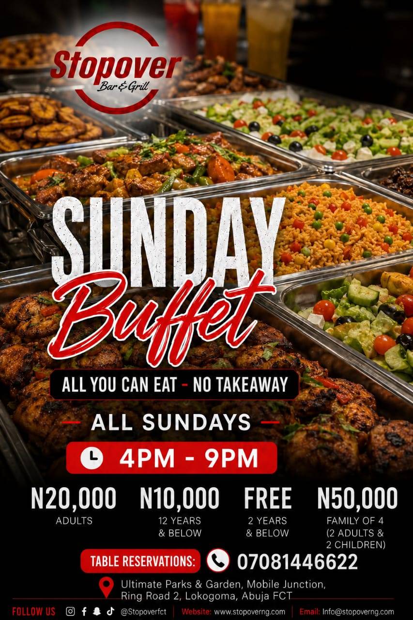 *SUNDAY BUFFET @STOPOVER TODAY!!!*
Indulge in a *"Grand Sunday Buffet"* A Mix of Local & Internatio...