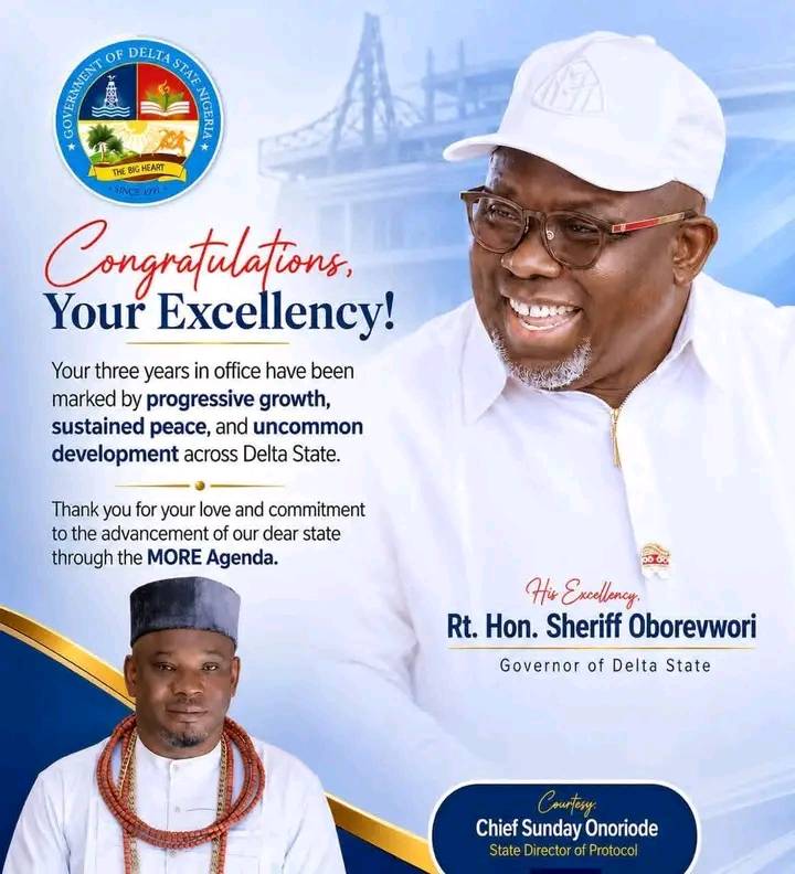 Congratulations on your the occasion of your three years in office as the governor of Delta state.