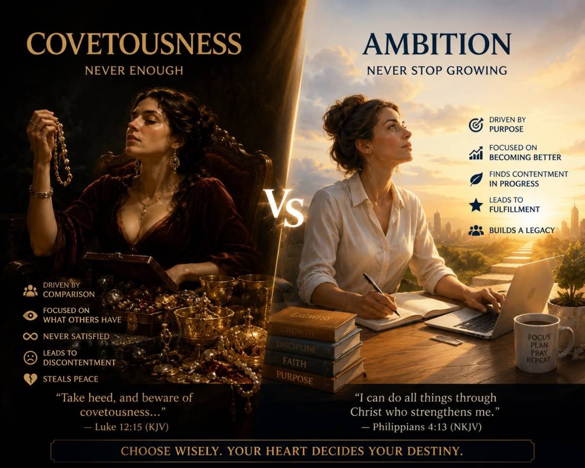 Day 1
Covetousness and ambition can look similar on the surface because both involve a strong desire...