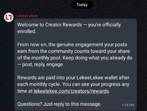 Lekeelekee approved my Creator Rewards! 🙌
I created my account in March but I didn’t show up.😟
4...