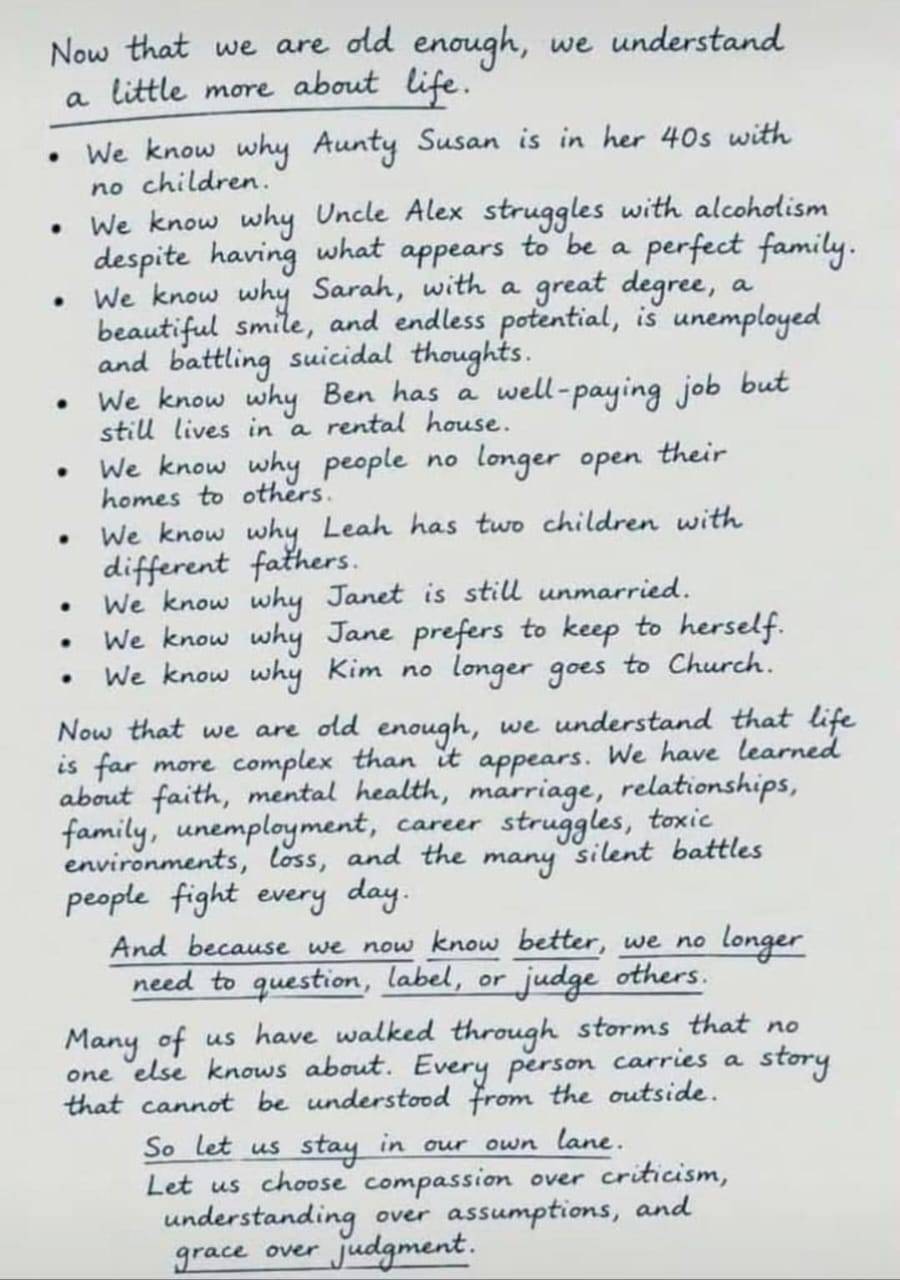Now that we are old enough,  we understand a little more about life!