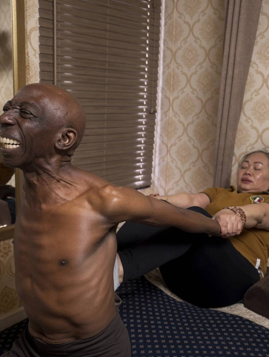 This my Papa no dey hear word at all.
One day massage therapist go kill am oh.