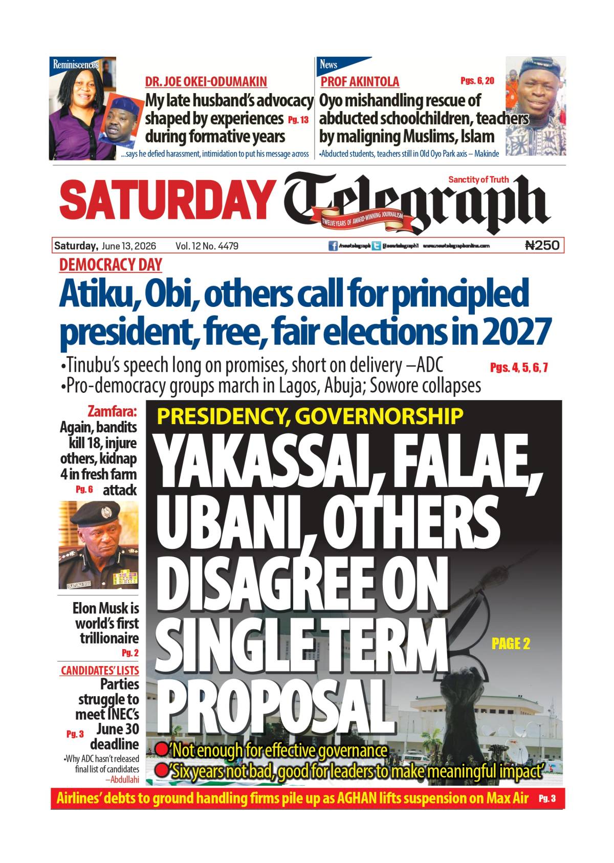 The weekend headlines are here - Read more on newtelegraphng.com
From politics and business to spor...