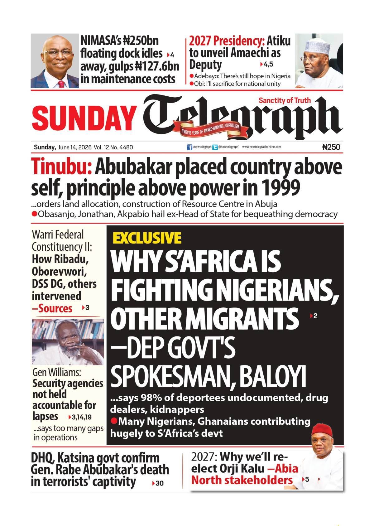 Sunday's biggest stories are here - Read more on newtelegraphng.com
From major developments in poli...