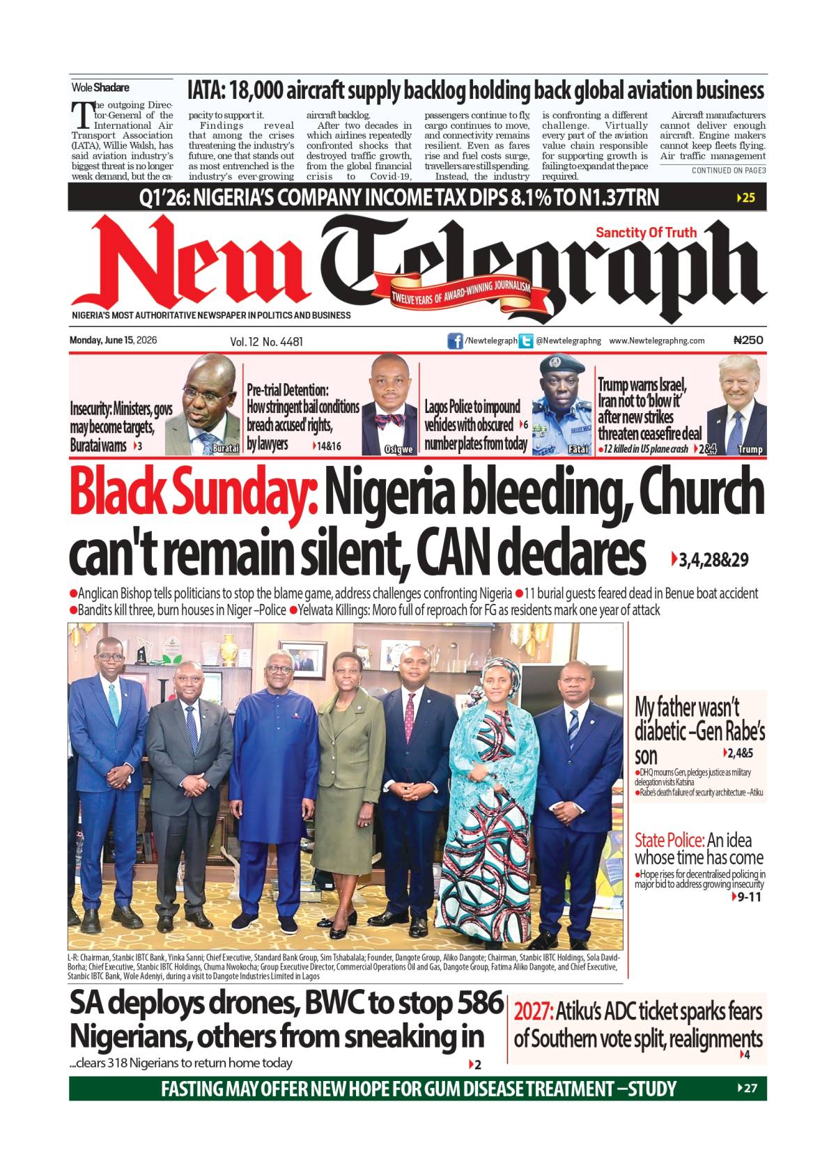A new week begins. What's shaping Nigeria today? Read more on newtelegraphng.com
From politics and...