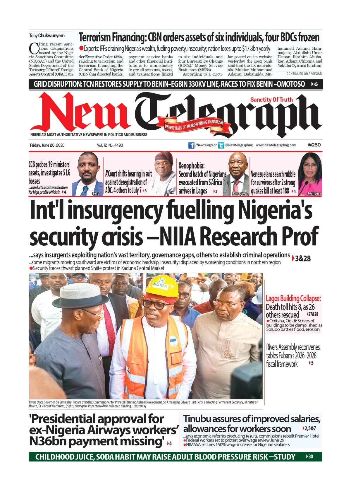Friday's headlines are here. Read more on newtelegraphng.com
The week may be winding down, but the...
