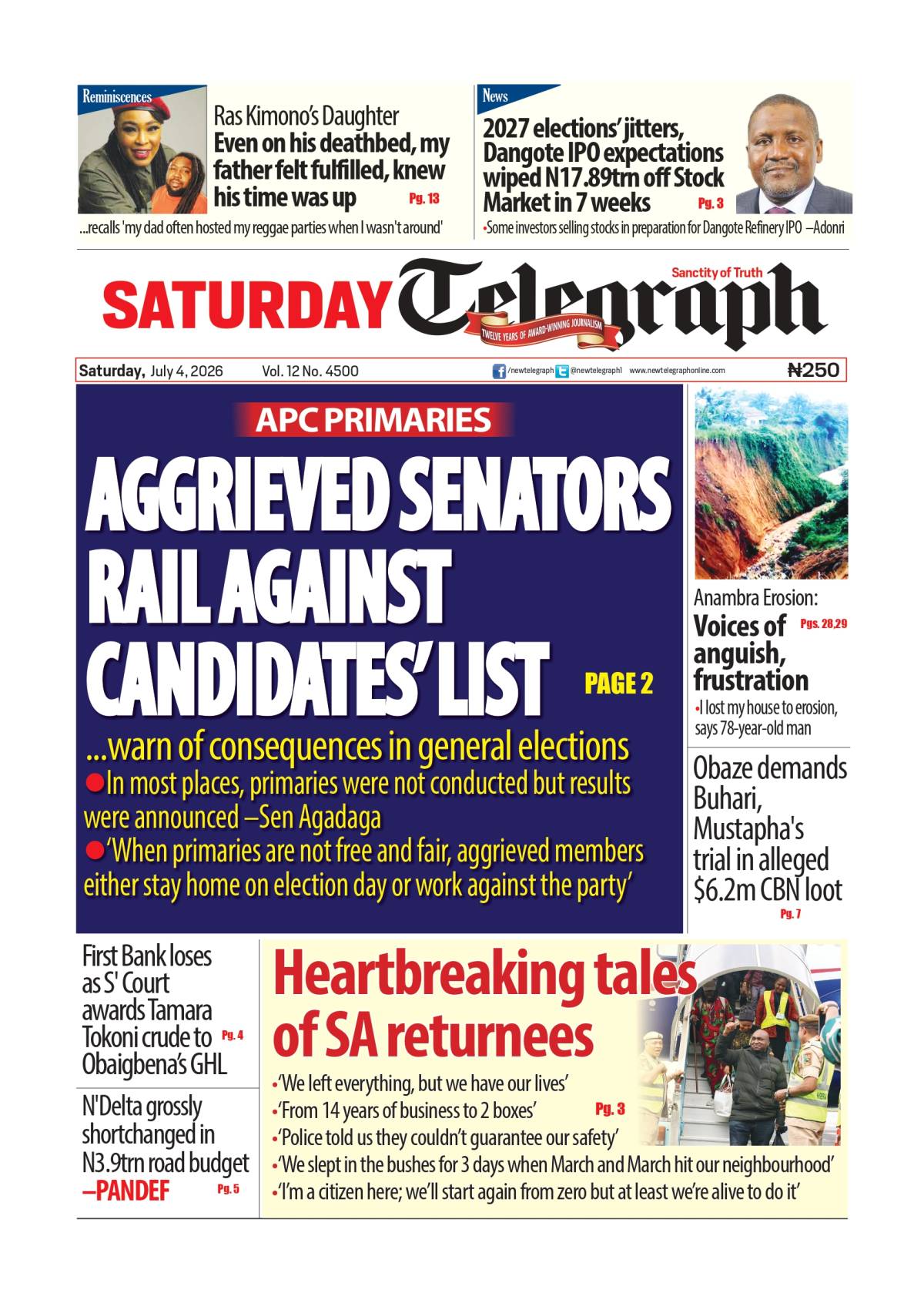Your Saturday news briefing starts here. 🌐 Read more on newtelegraphng.com

The weekend may have be...