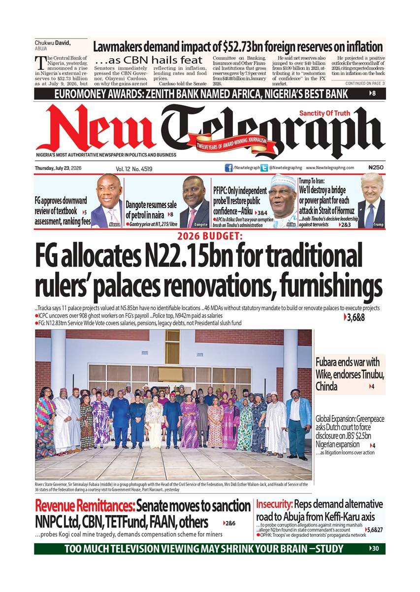 Nigeria News Today | Thursday, July 23, 2026
๐ Read full stories โ newtelegraphng.com
New Telegra...