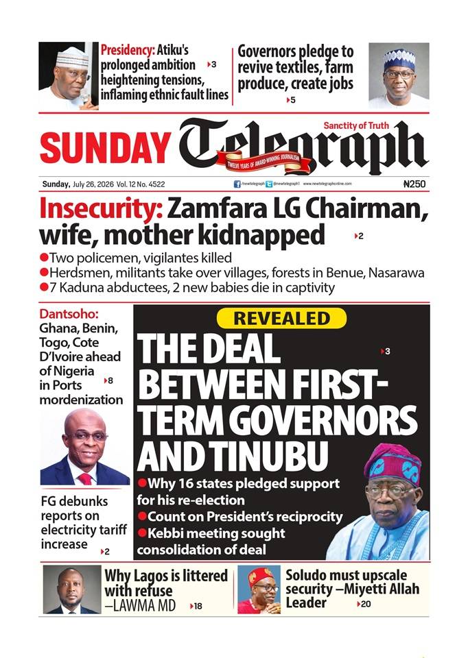 Nigeria News Today | Sunday, July 26, 2026
๐ Full stories โ newtelegraphng.com
Politics. Economy....