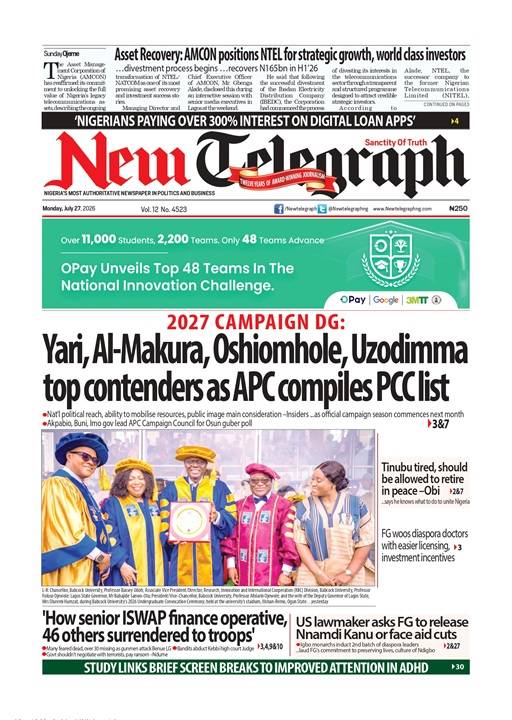 Nigeria News Today | Monday, July 27, 2026
Politics. Economy. Security. Business. Sports. Entertain...