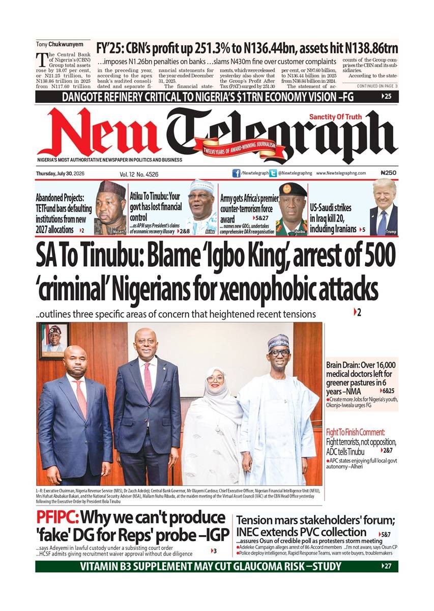 Nigeria News Today | Thursday, July 30, 2026
Politics. Economy. Security. Business. Sports. Enterta...