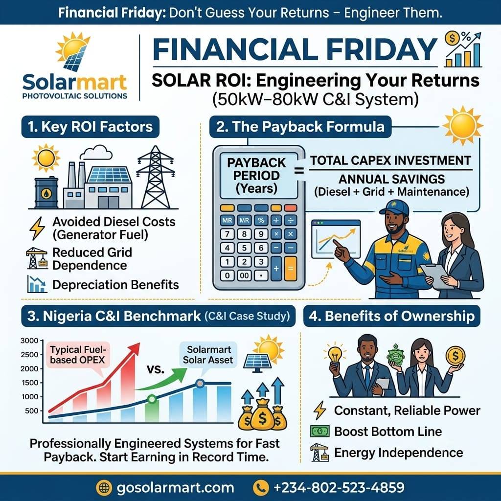 Happy #FinancialFriday, Lekeelekee! 🦅📊
​Today’s focus: ROI for 50kW–80kW solar systems. It’s all...