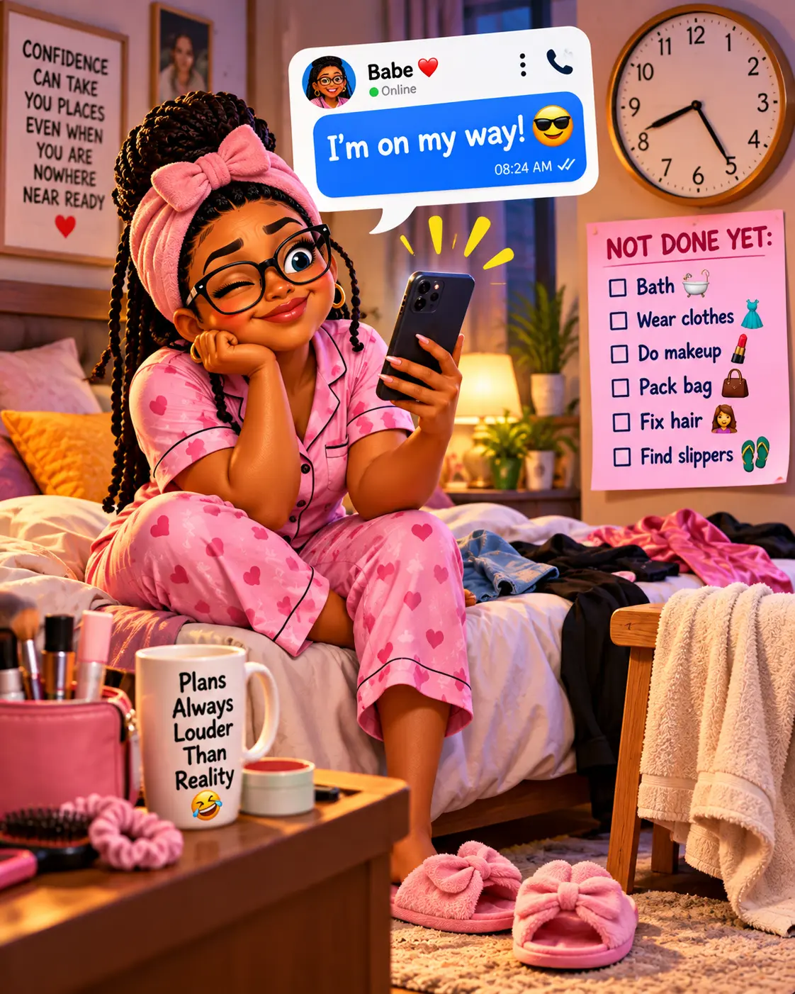 Let's be honest! 
When you say, "I'm on my way," what does it REALLY mean?

🤣 A. I'm already outsid...