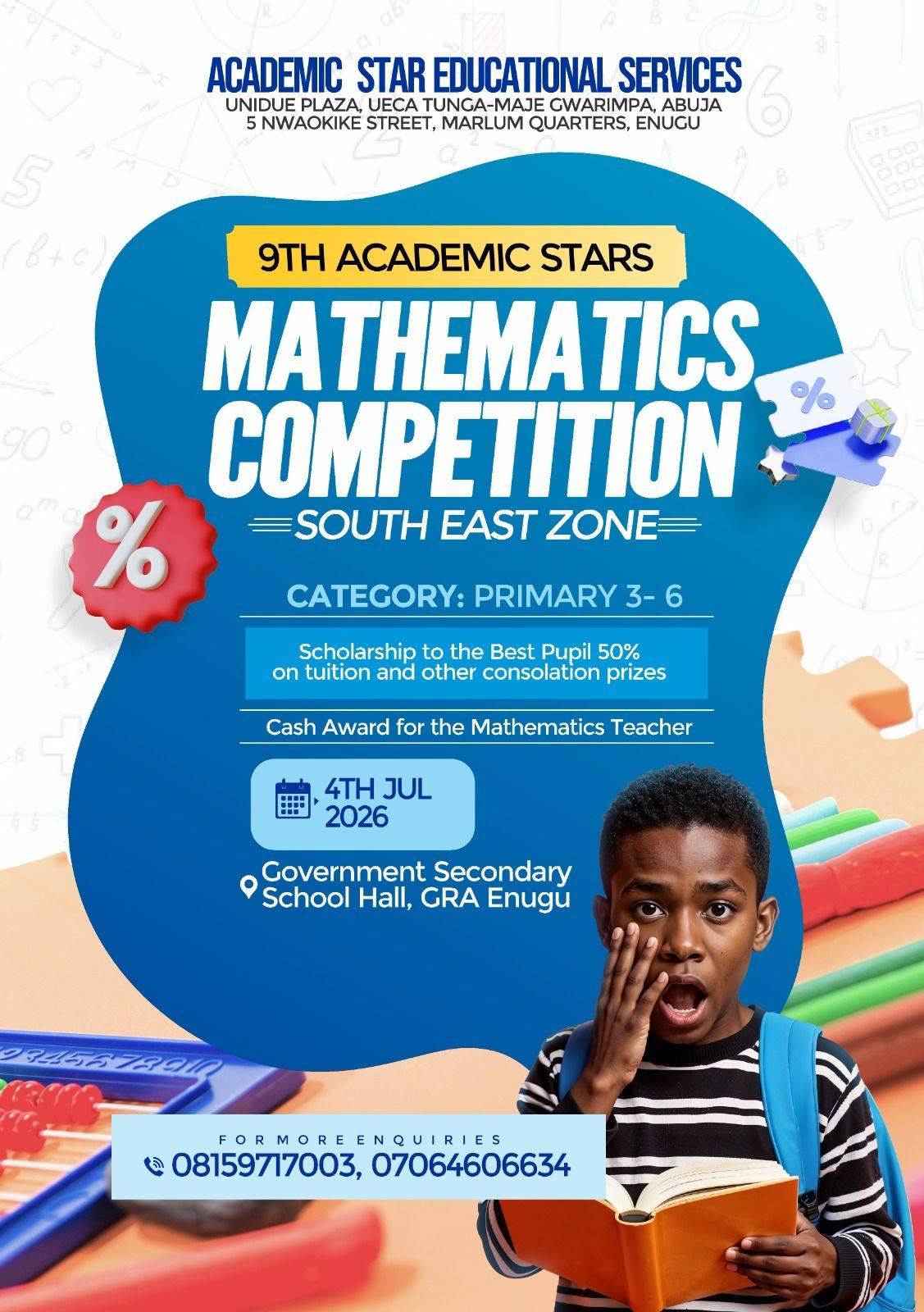 The Academic Stars National Mathematics Competition, 9th Edition.