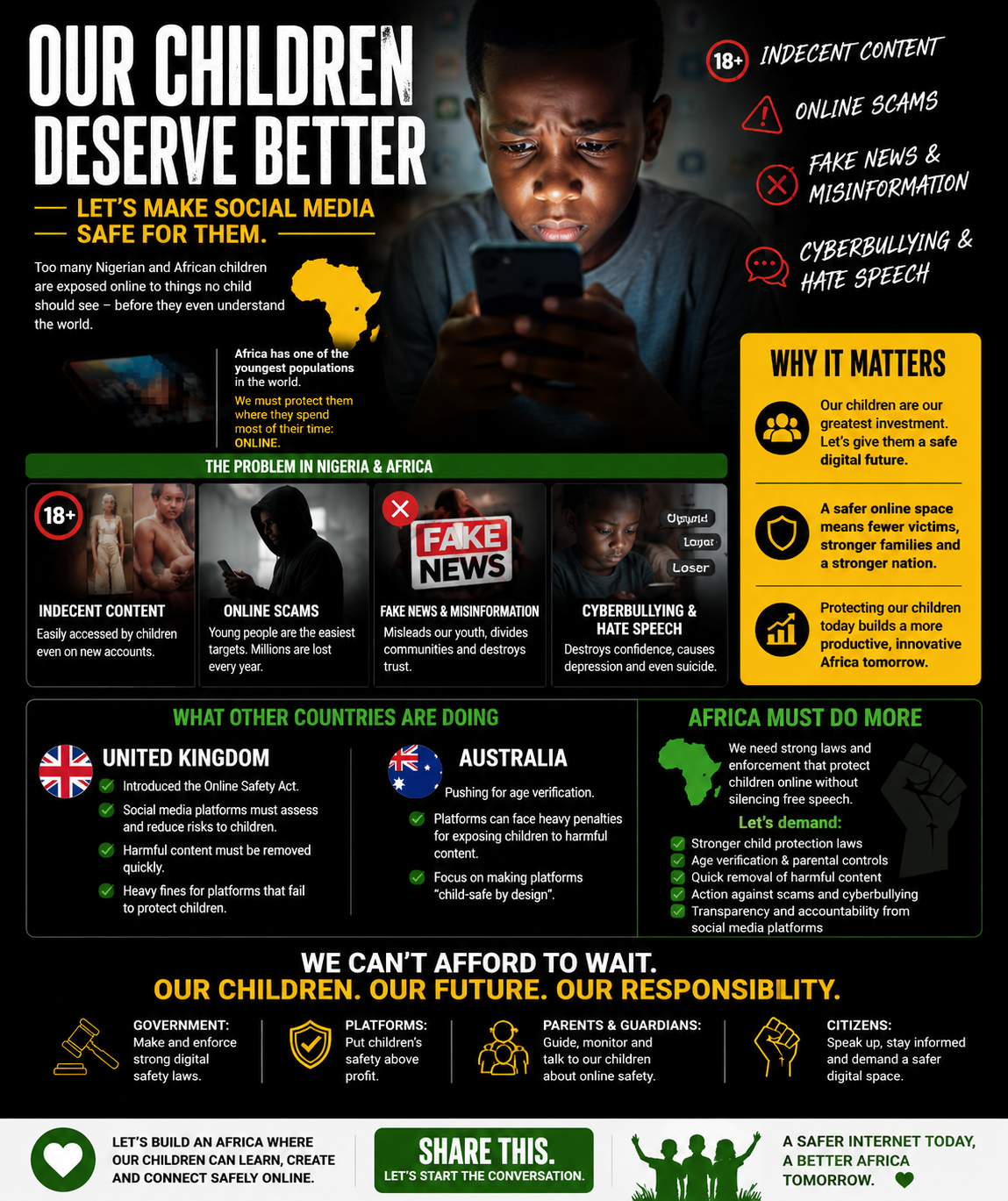 Nigeria and Africa can no longer afford to ignore the impact of social media on our children.
A chi...
