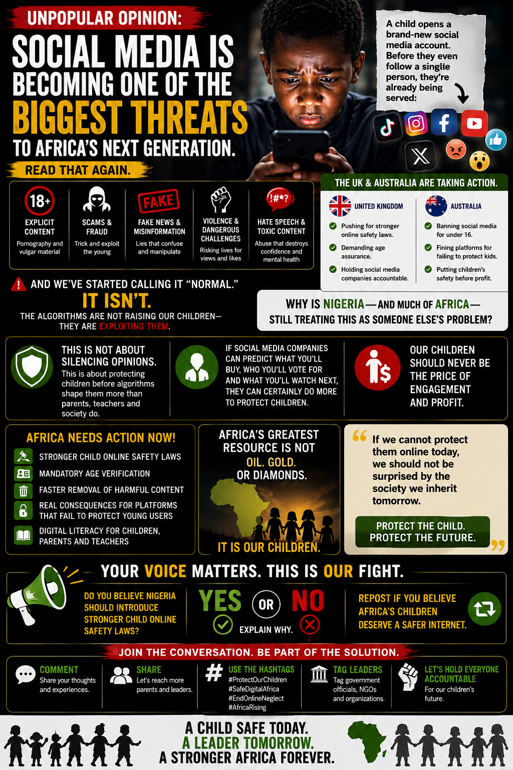 UNPOPULAR OPINION: Social media is becoming one of the biggest threats to Africa's next generation....
