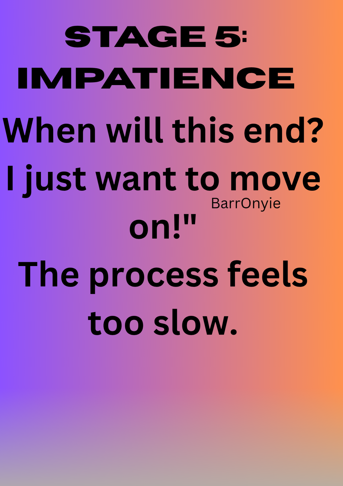 Stage 5: Impatience
"When will this end? I just want to move on!"
The process feels too slow. Be pat...