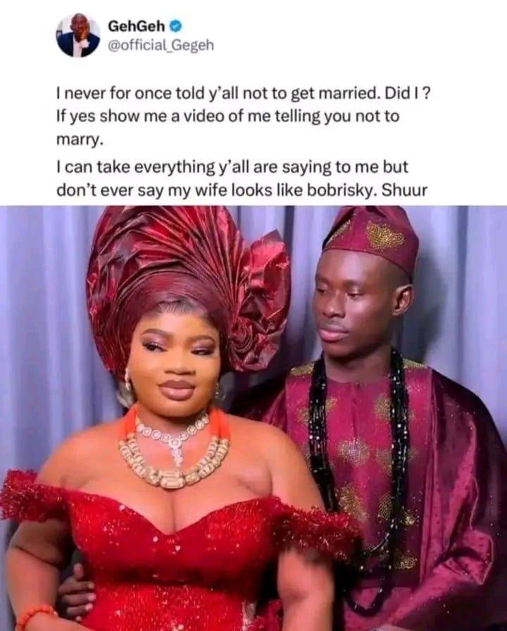 I like as Geh Geh betray boys๐คฃ๐
But the wife really look like Bobrisky ๐คฉ๐
#lekeelekee
#Trending...