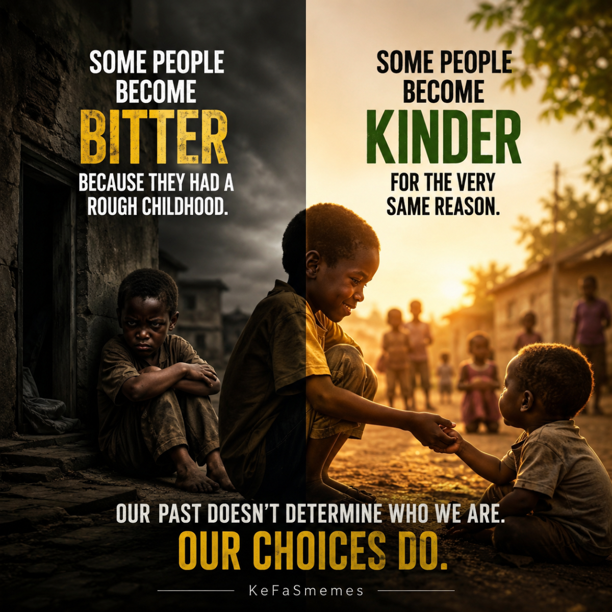 Same rough childhood. One became kind. The other became bitter.
So... is trauma an excuse or a choi...