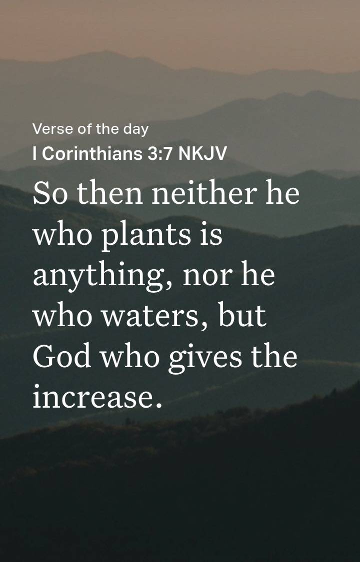 IT'S ONLY GOD WHO GIVES THE INCREASE, NO MATTER YOUR EFFORTS AND INTELLIGENCE...... GOOD MORNING ๐...