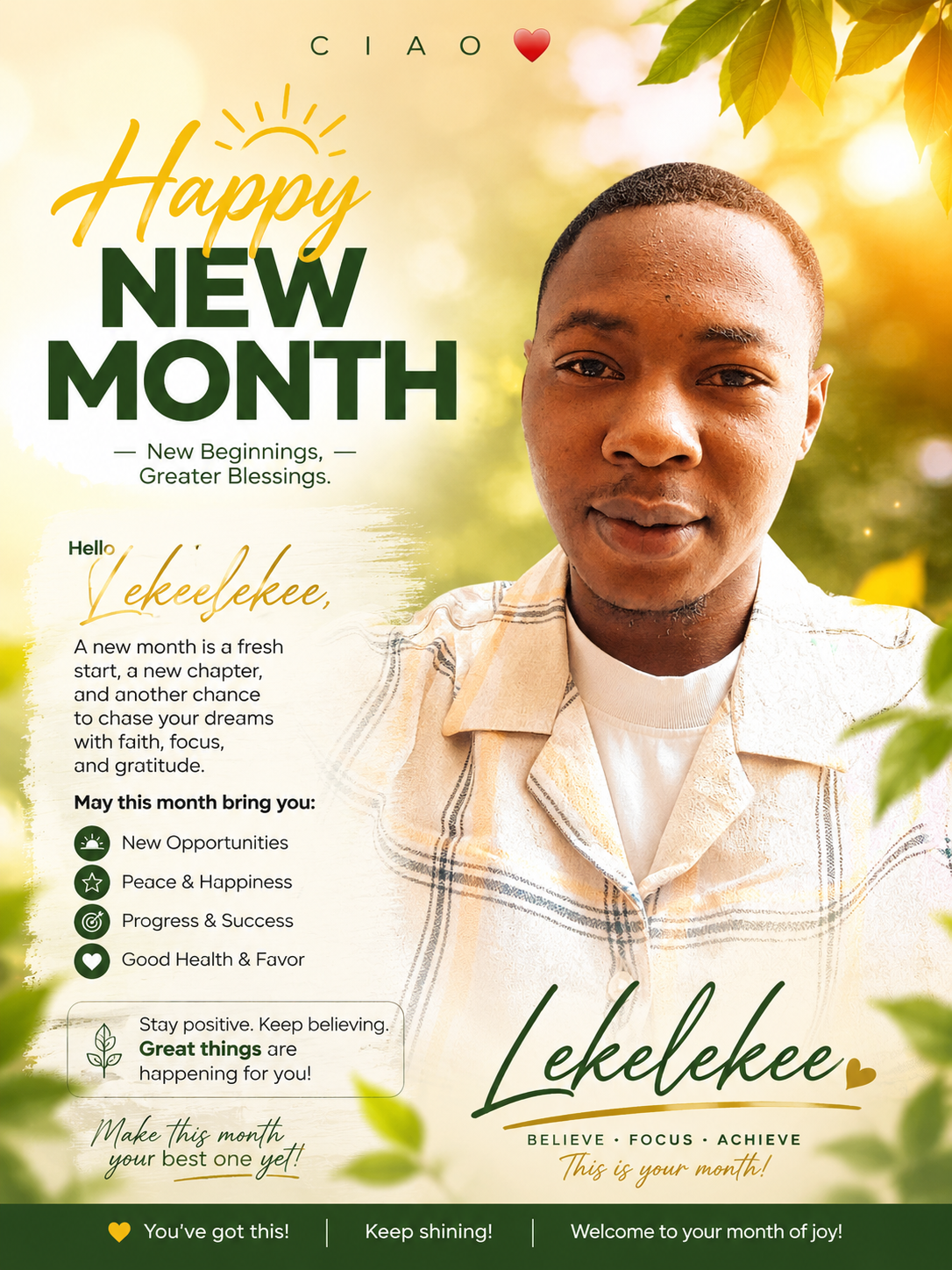 HAPPY NEW MONTH TO YOU ALL @lekeelekee