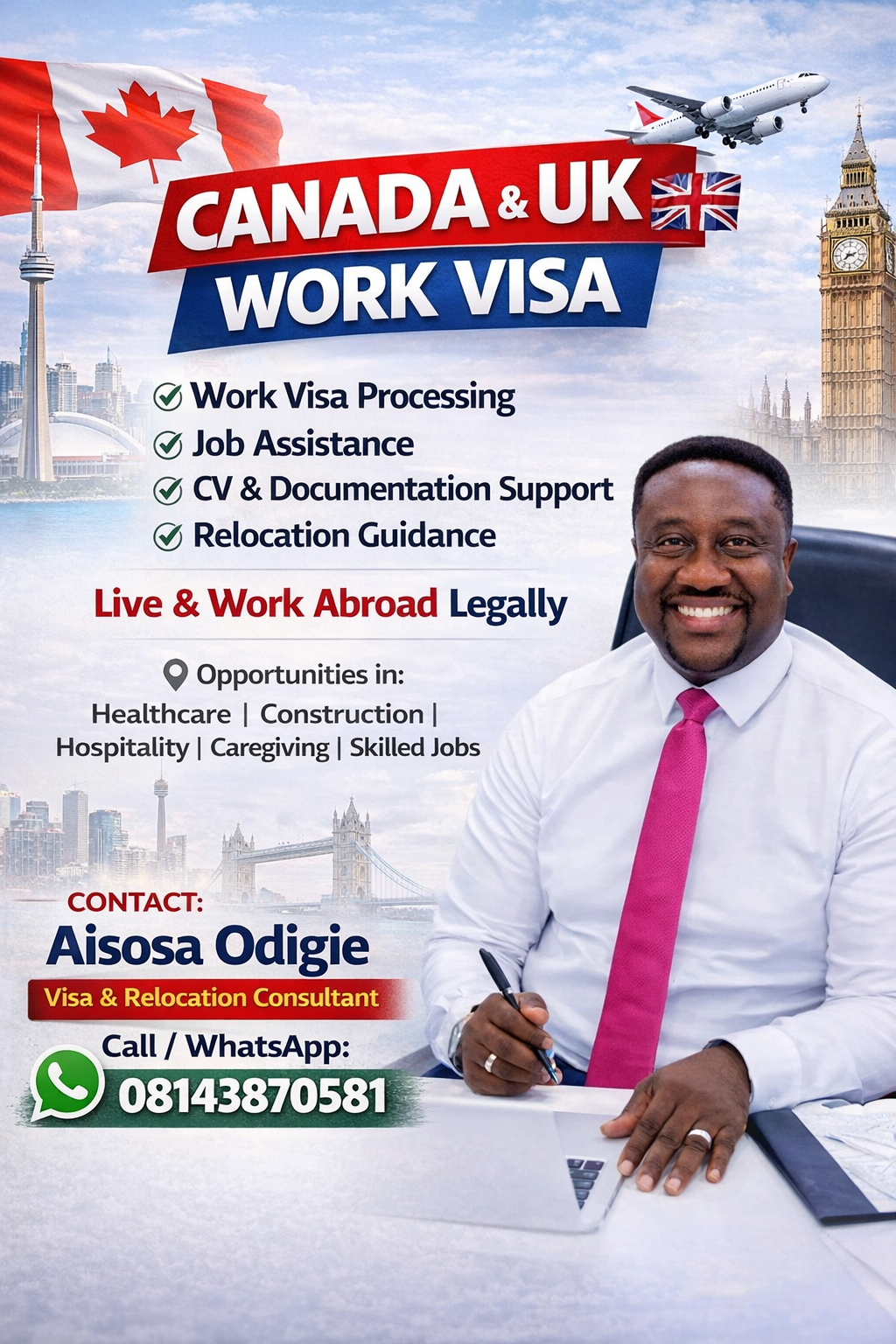 100 PERCENT CANADA 🇨🇦 WORK VISA AVAILABLE