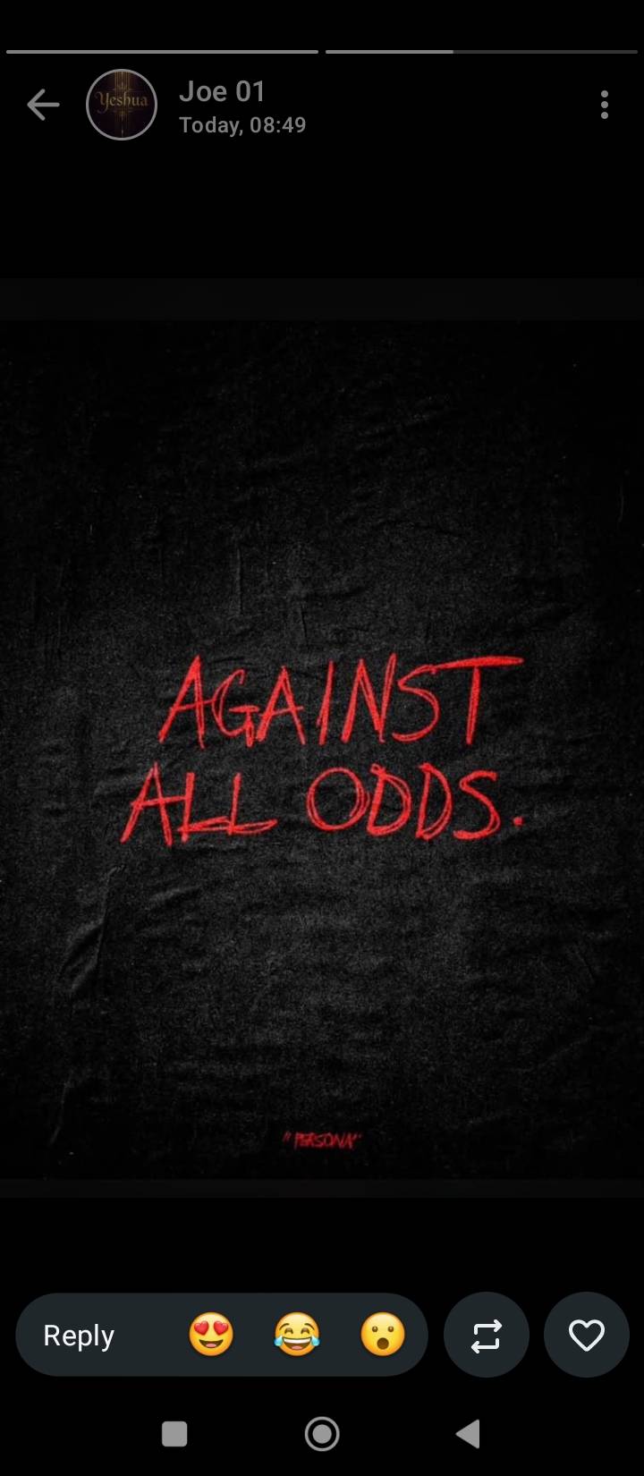 The funny thing about 'against all odds'...
Nobody calls it that after you win.
They just call it su...