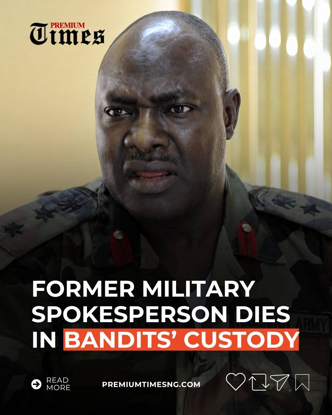 The Katsina State Government has confirmed the death of Rabe Abubakar, a retired major general and f...
