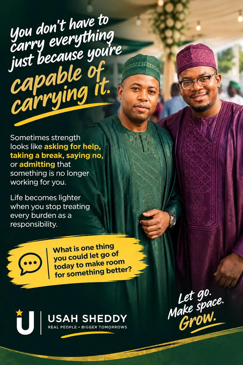 You don’t have to carry everything just because you’re capable of carrying it.

Sometimes strength l...
