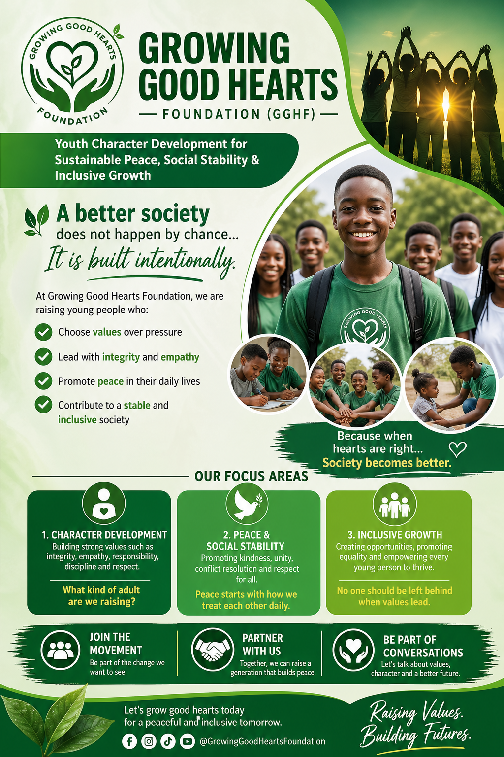 Growing Good Hearts Foundation is a youth-focused organization committed to raising character-driven...