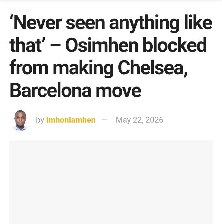 Osimhen will end up like J.J. Okocha; remaining 'a Wanderer' at Bolton. I hate it when players take...