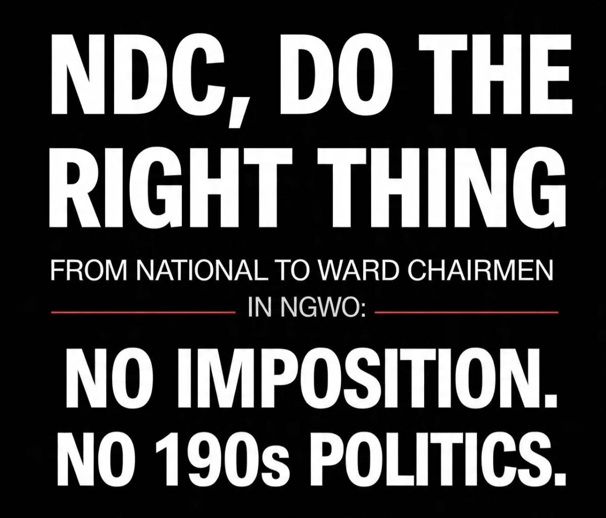 *PRESS STATEMENT / COMMUNIQUÉ*
*HAPPY SUNDAY, NDI NIGERIA DEMOCRATIC CONGRESS*
From the Office of...