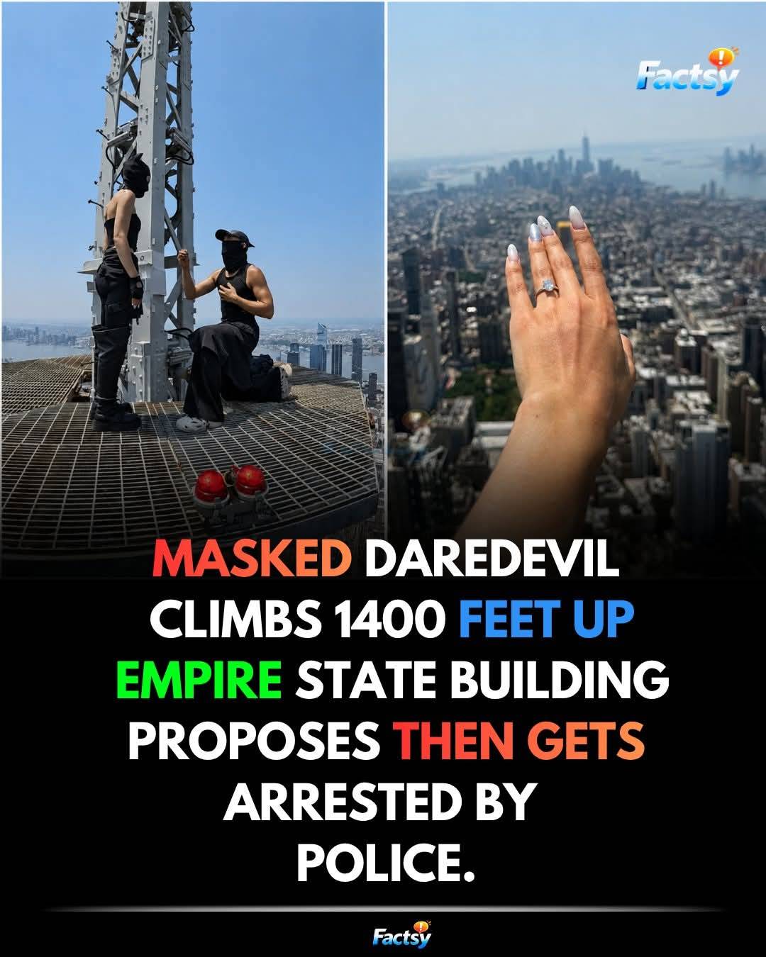 A masked man climbed over 1400 feet into the sky just to ask one question. ๐ On July 1 a daredevil...