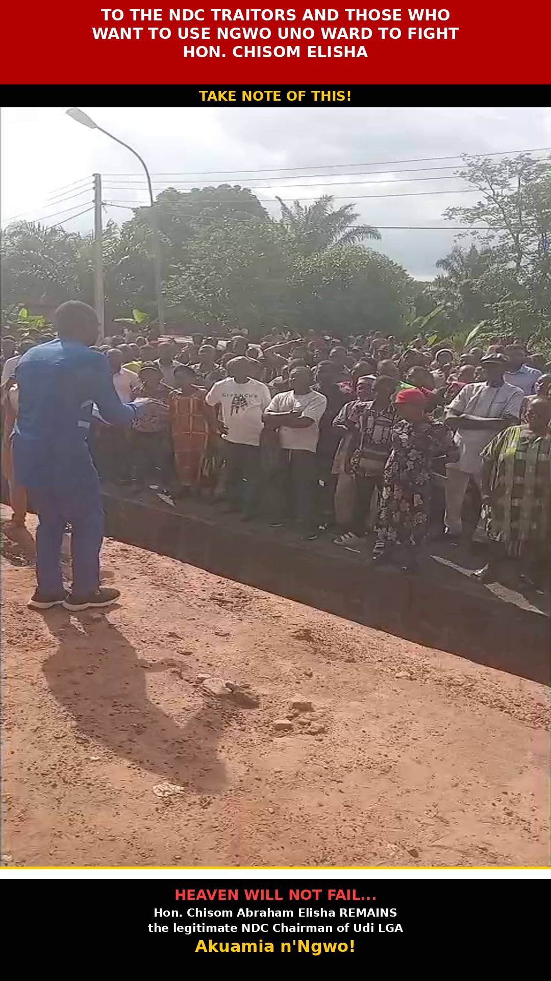 TO THE NDC TRAITORS AND THOSE WHO WANT TO USE NGWO UNO WARD TO FIGHT HON. CHISOM ELISHA AND THOSE WH...