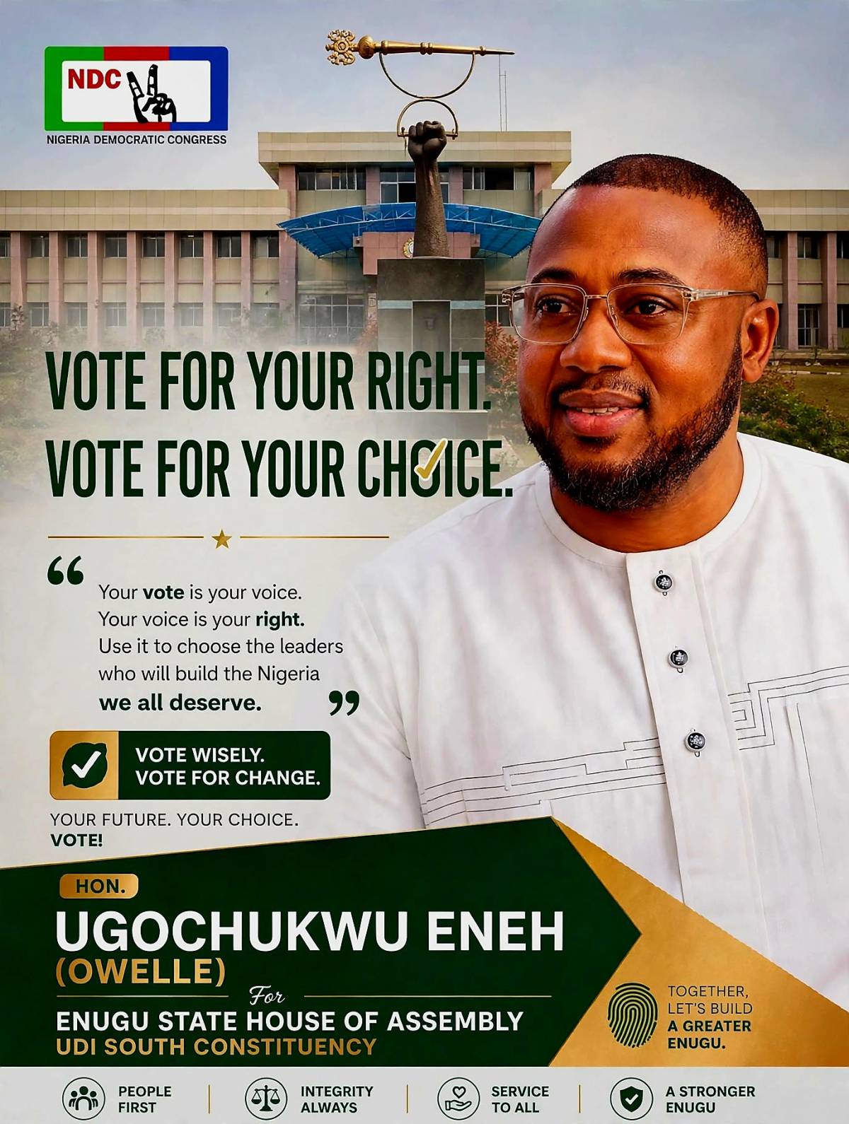 SUNDAY MESSAGE OF HOPE TO NDI UDI SOUTH
From Hon. Ugochukwu Eneh Owelle
Candidate, Nigeria Democrat...