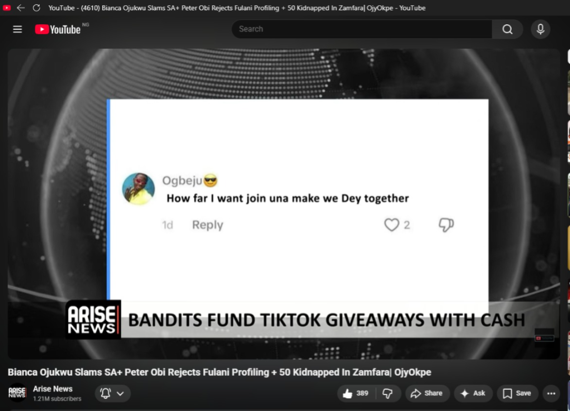 In a country that has Mr President Tinubu and APC as government, and Bandits dey do Tiktok funds giv...