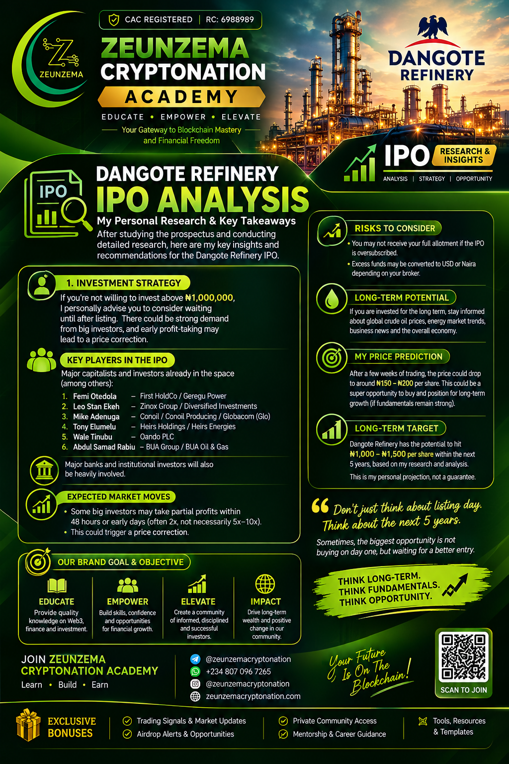 GM My Articulate  Community. 

So here is my Personal Analysis on Dangote refinery IPO after reading...