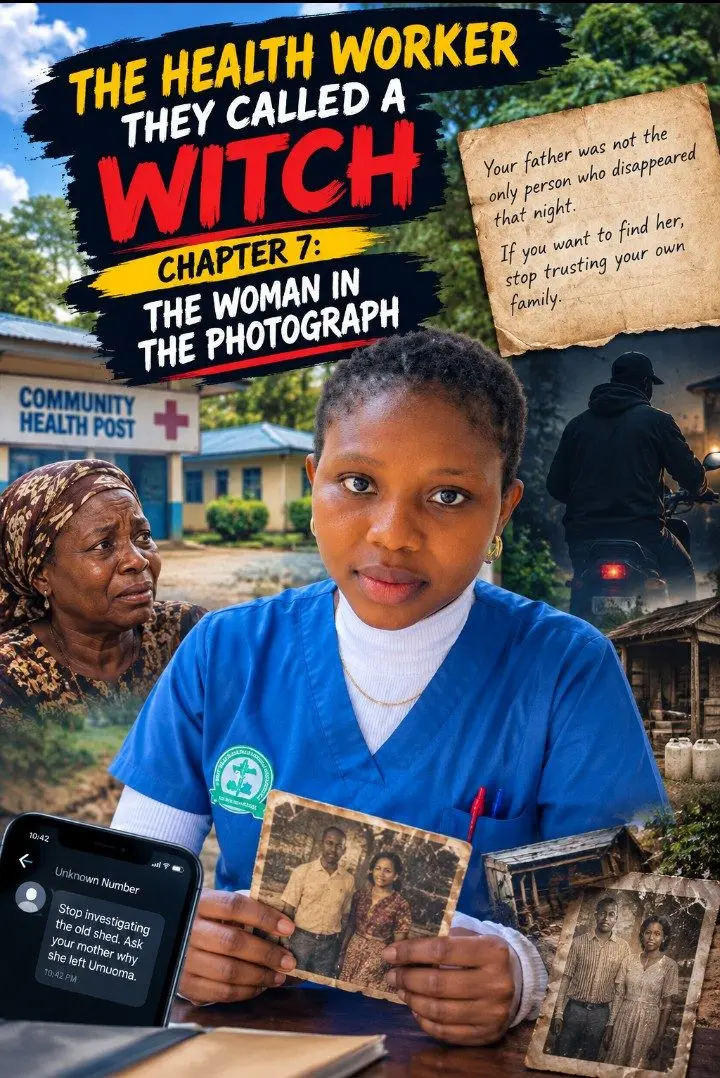 π THE HEALTH WORKER THEY CALLED A WITCH
CHAPTER 7: THE WOMAN IN THE PHOTOGRAPH
Rita stared at the...