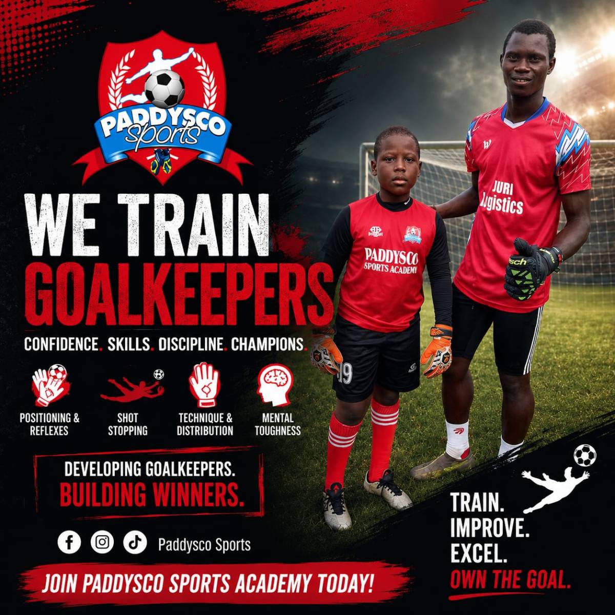 Great goalkeepers are not born — they are trained. 🧤⚽
At Paddysco Sports Academy, we develop conf...