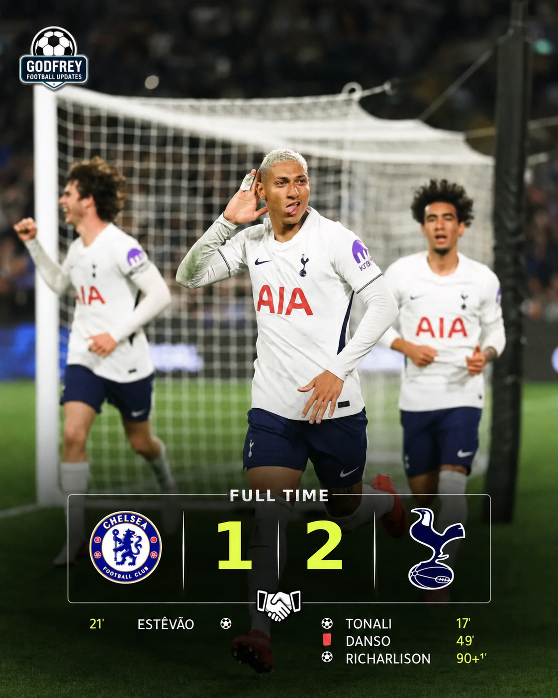 ๐จ FULL-TIME: Tottenham 2โ1 Chelsea โช๏ธ๐ฅ
Spurs come from behind to defeat Chelsea 2โ1 in an entert...