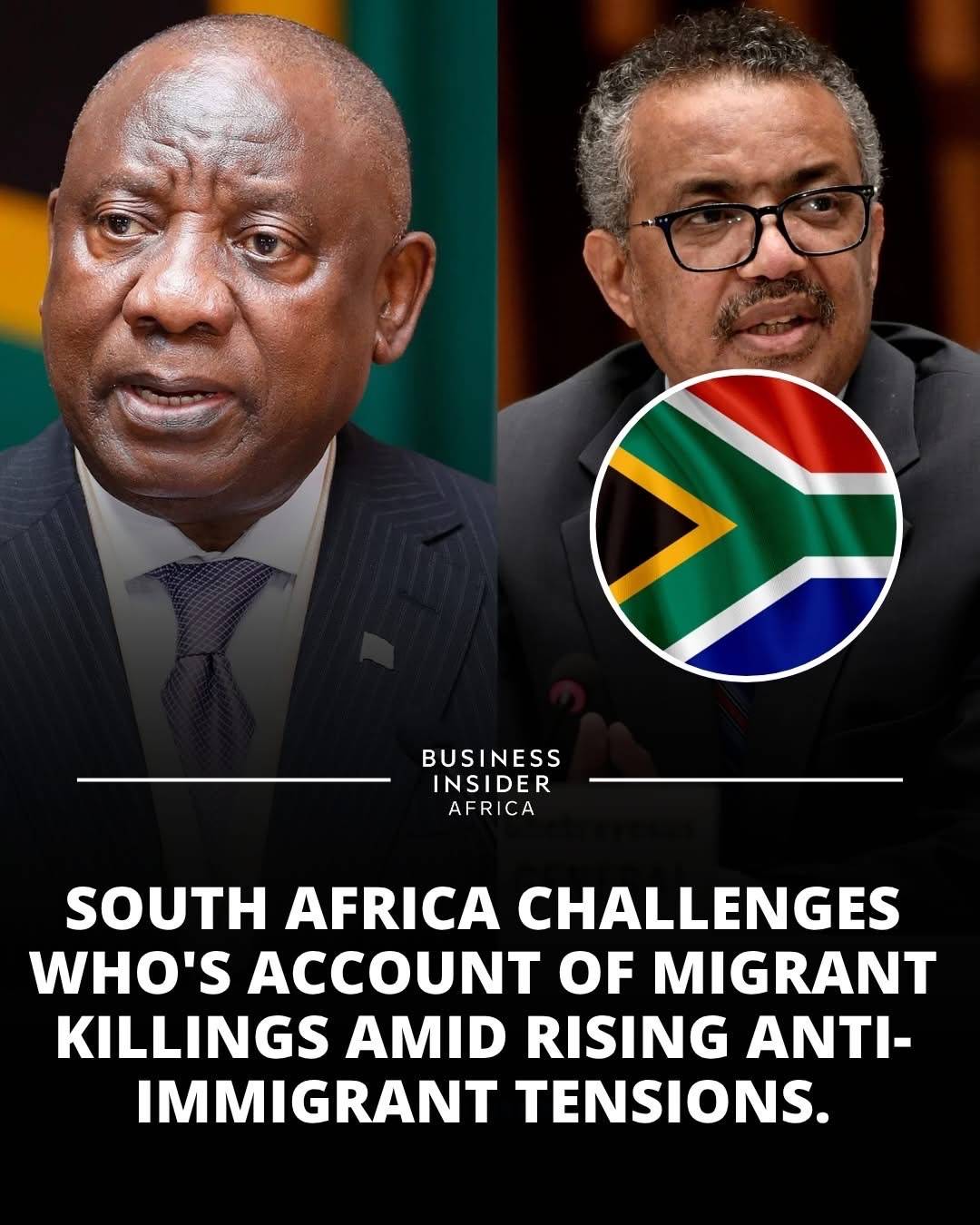 South Africa's government disputes WHO's description of recent deaths of foreign nationals, calling...